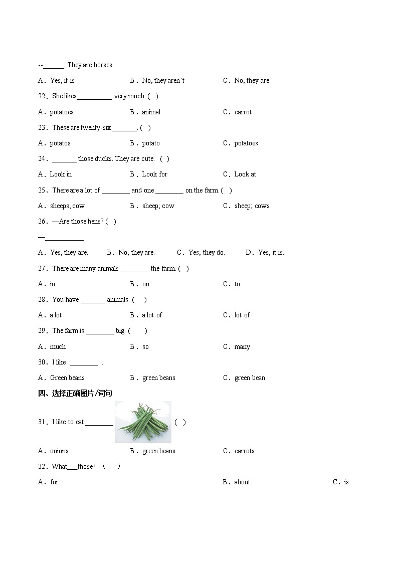 英语人教版（3起）4年级下册unit4【单元专题卷】专题01 词汇与句子第3页