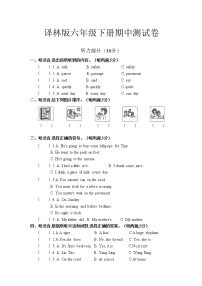 译林版六年级下册英语期中综合测试卷