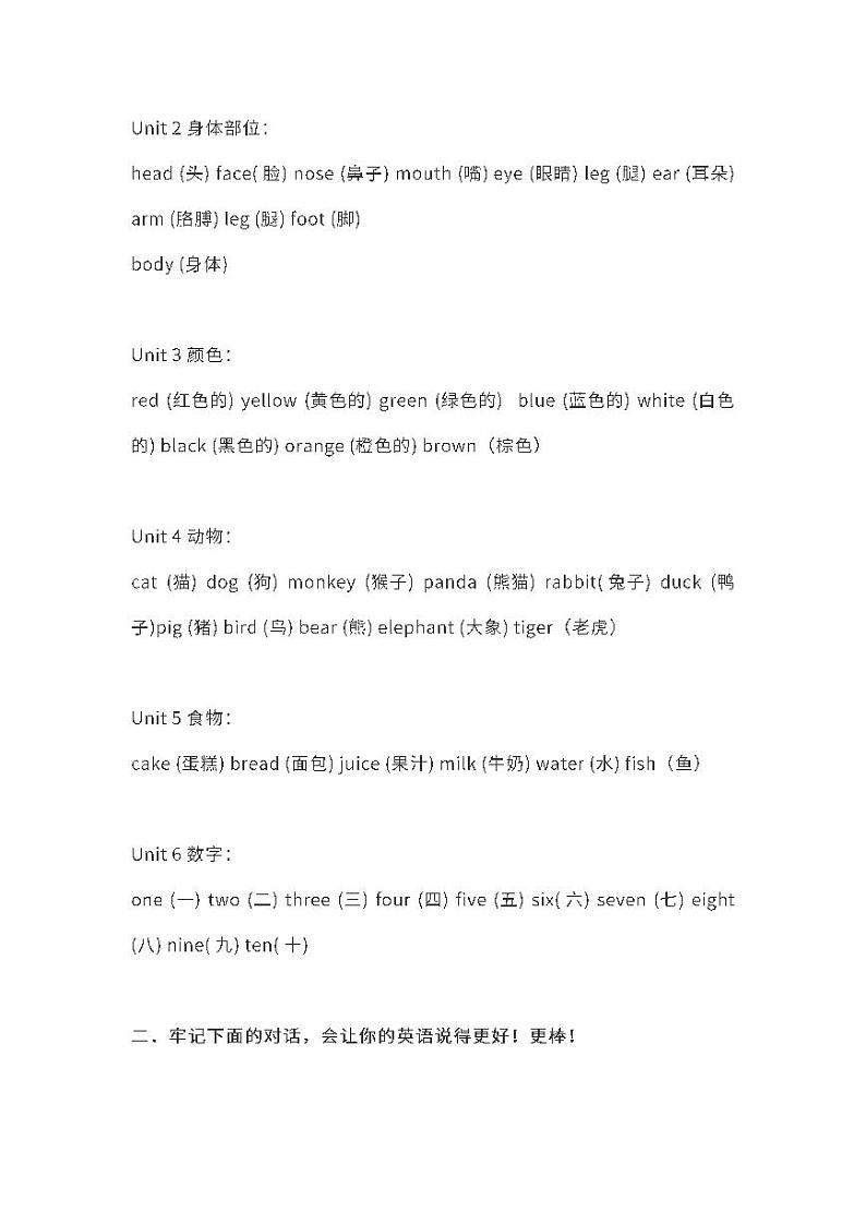 人教PEP英语三年级上册重点单词、短语、句型汇总第2页