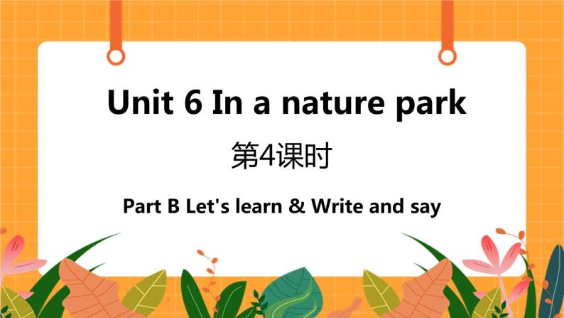 Unit 6 第4课时 B Let's learn& Write and say 课件+教案+素材01