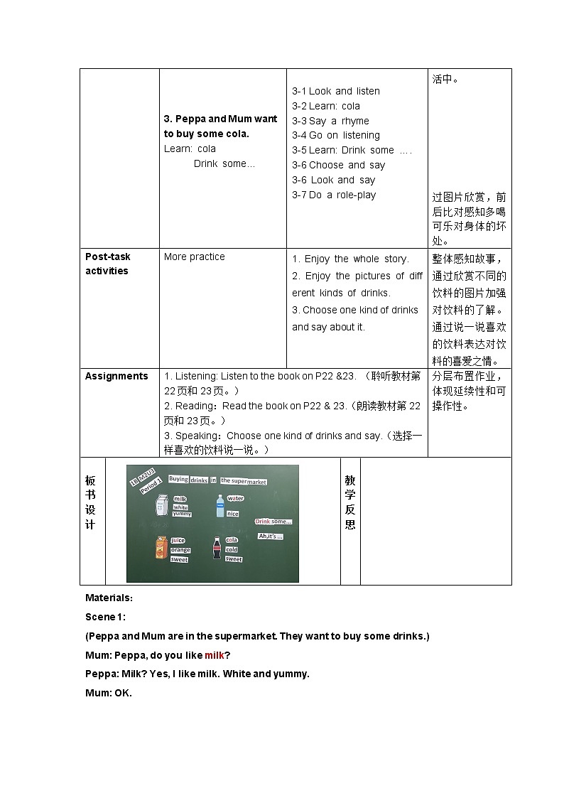牛津上海版1BM2U3 Drinks I like 教案02