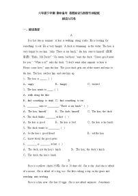 2023学年期中备考+易错知识与题型专项提优+阅读与写作+-六年级英语下学期+Unit1-4+(译林三起)