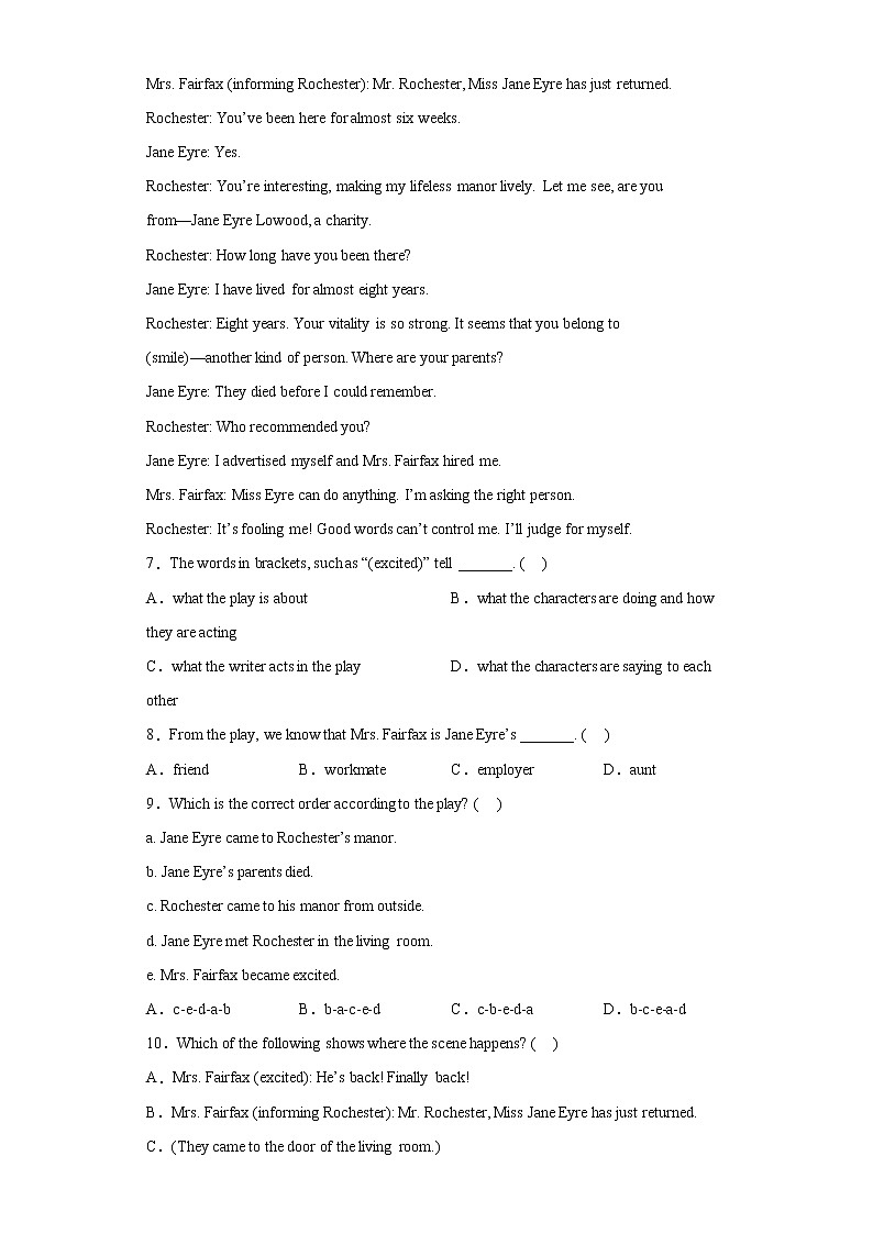 【南京专版】2022-2023学年小升初英语备考真题汇编-阅读理解03