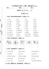 译林版（三起）小学英语六年级下测期中检测卷3（含听力音频及答案 无听力原文）