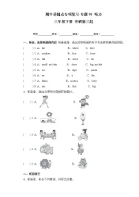 外研版三起英语三年级下册期中专题精练学案——专题01 听力（含答案）