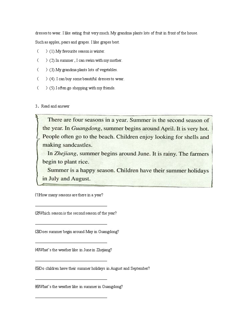 小升初英语专项训练27阅读理解--天气02