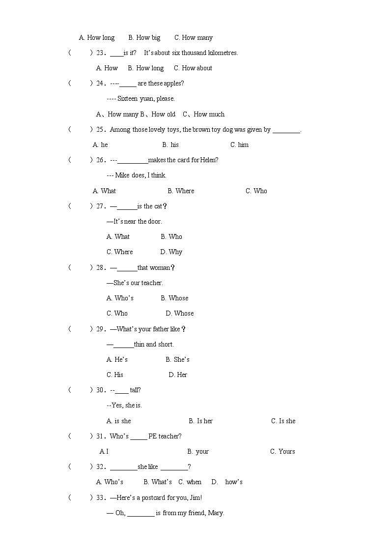 小升初专项训练6代词第3页