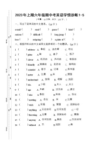 湖南省衡阳市衡山县衡山县开云镇城西完小2022-2023学年六年级下学期4月期中英语试题