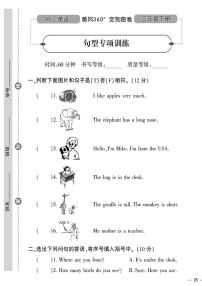 （2023春）人教版小学英语（三下）-黄冈360°定制密卷 句型专项训练