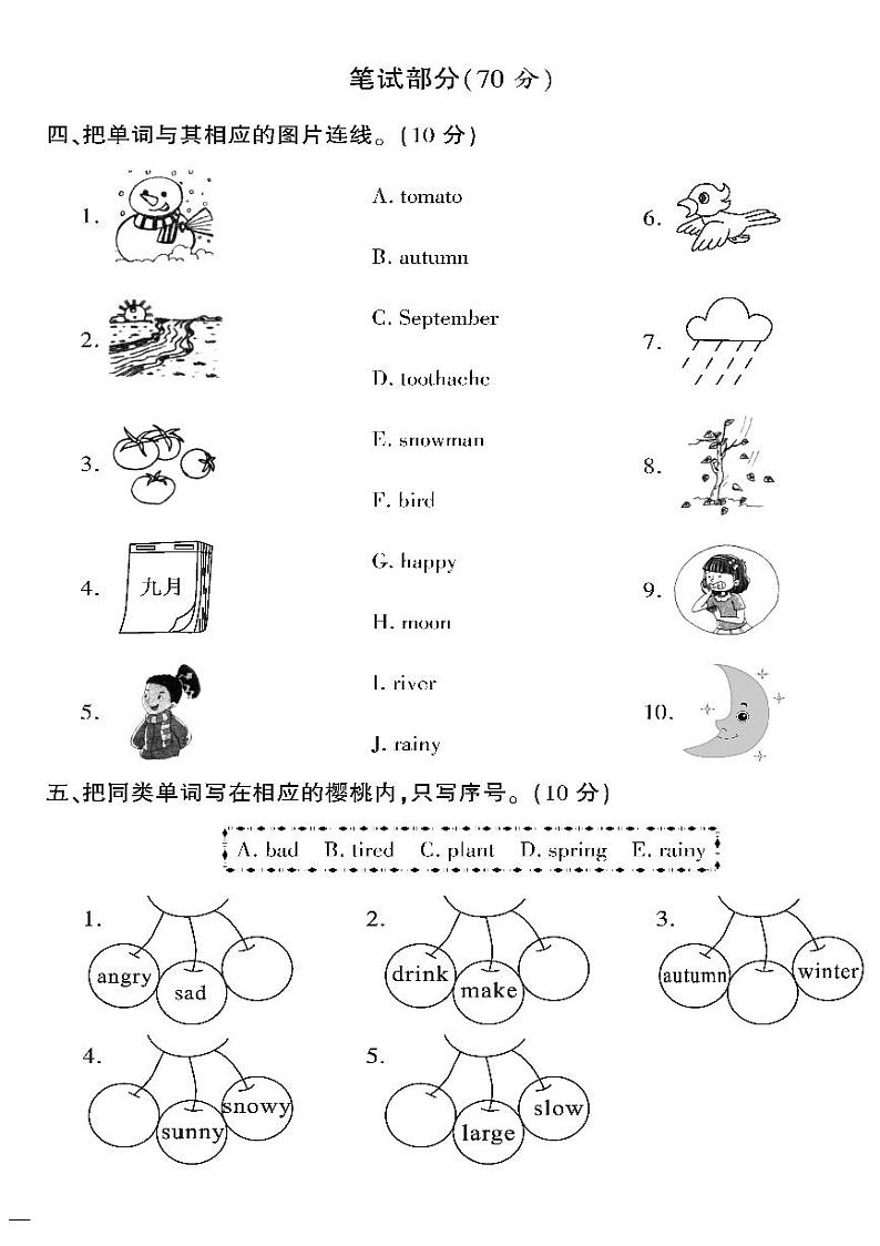 （2023春）陕旅版小学英语（五下）- 期末自测卷（三）02