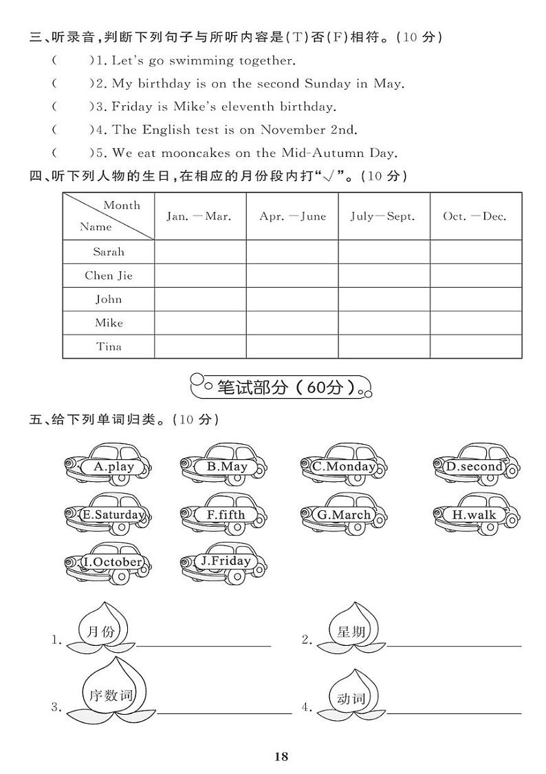 （2023春）人教版小学英语（五下）- Unit 4 单元综合评价第2页