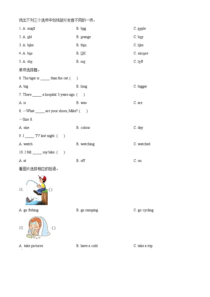 【小升初真题卷】2020-2021学年云南省迪庆州人教PEP版六年级下册期末测试英语试卷（原卷版+解析版）03
