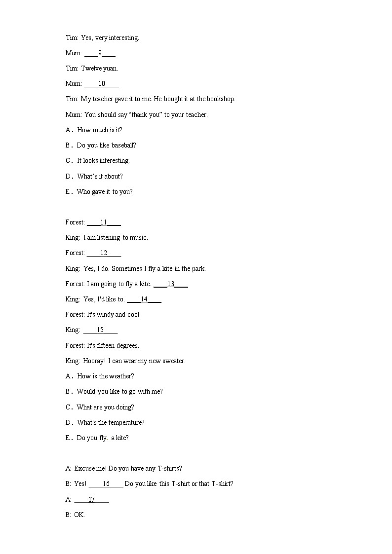 2023年小升初英语考试真题汇编 补全句子与短文+任务型阅读（含答案解析）冀教版（三起）第2页