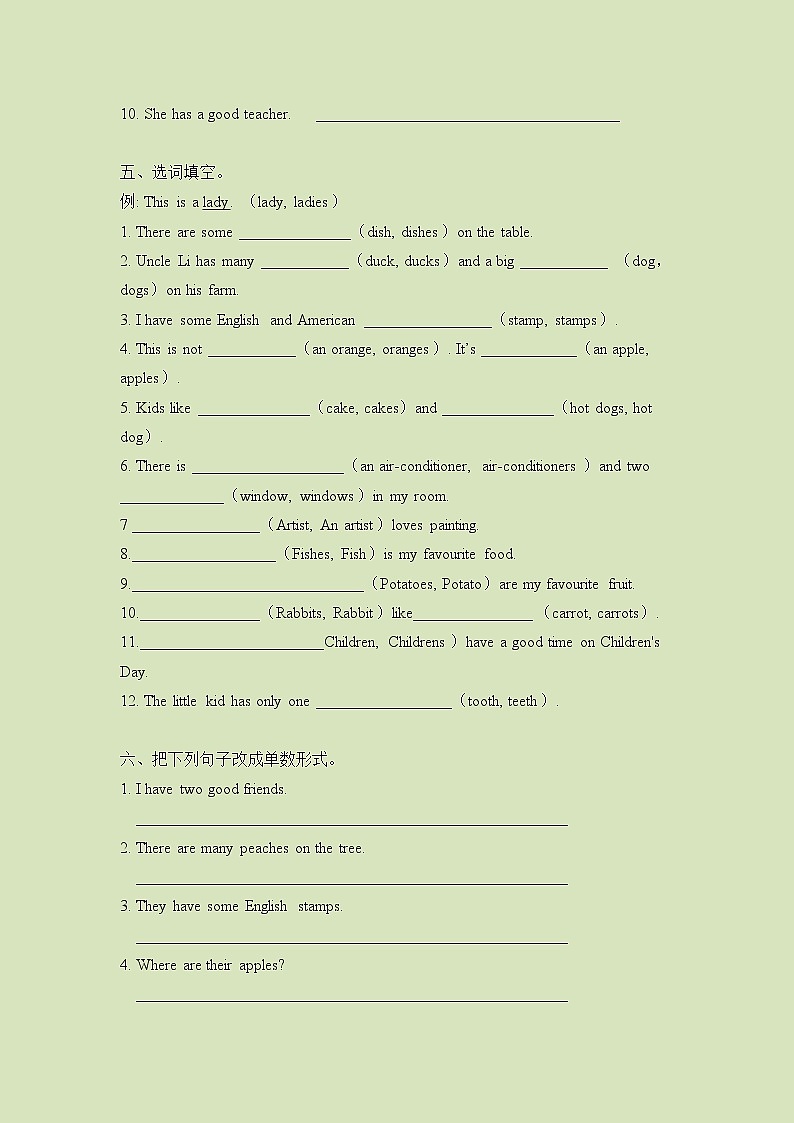 小升初英语语法总复习知识点讲解+练习学案：名词-提升篇第2页