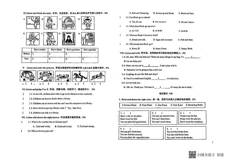 福建省厦门市思明区演武小学2022-2023学年五年级下学期期中英语试题第2页