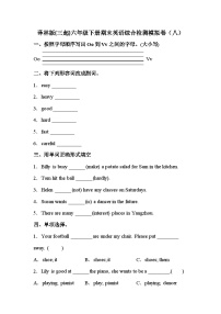 【期末复习】小学英语六年级下册 期末模拟卷（八） 译林版（三起）（含答案）