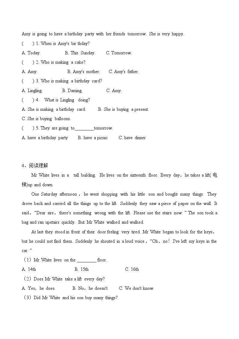 外研版（三起）英语六年级下册期末阅读检测B卷（含答案）02