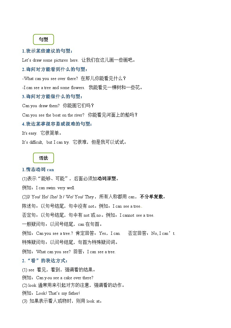 【期末复习】小学译林版（三起）四年级下册单元复习精讲精练Unit4 Drawing in the park第2页