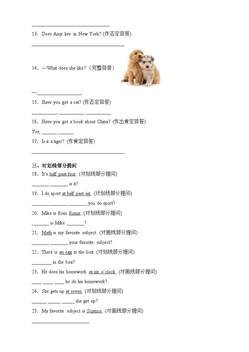 2022-2023学年四年级下册英语易错题专项+句子专项+（Join+in+外研剑桥英语++）（word版，含答案）02