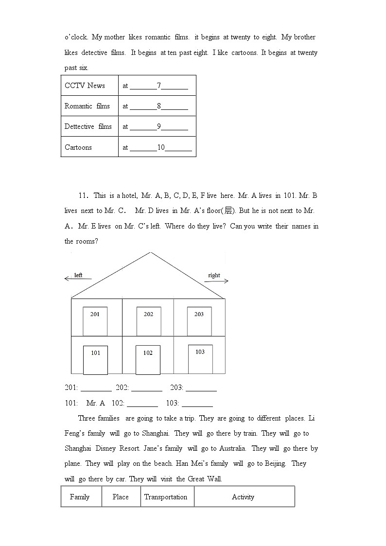 2022-2023学年五年级下册英语易错题专项+阅读理解专项+（Join+in+外研剑桥英语++）（word版，含答案）第3页