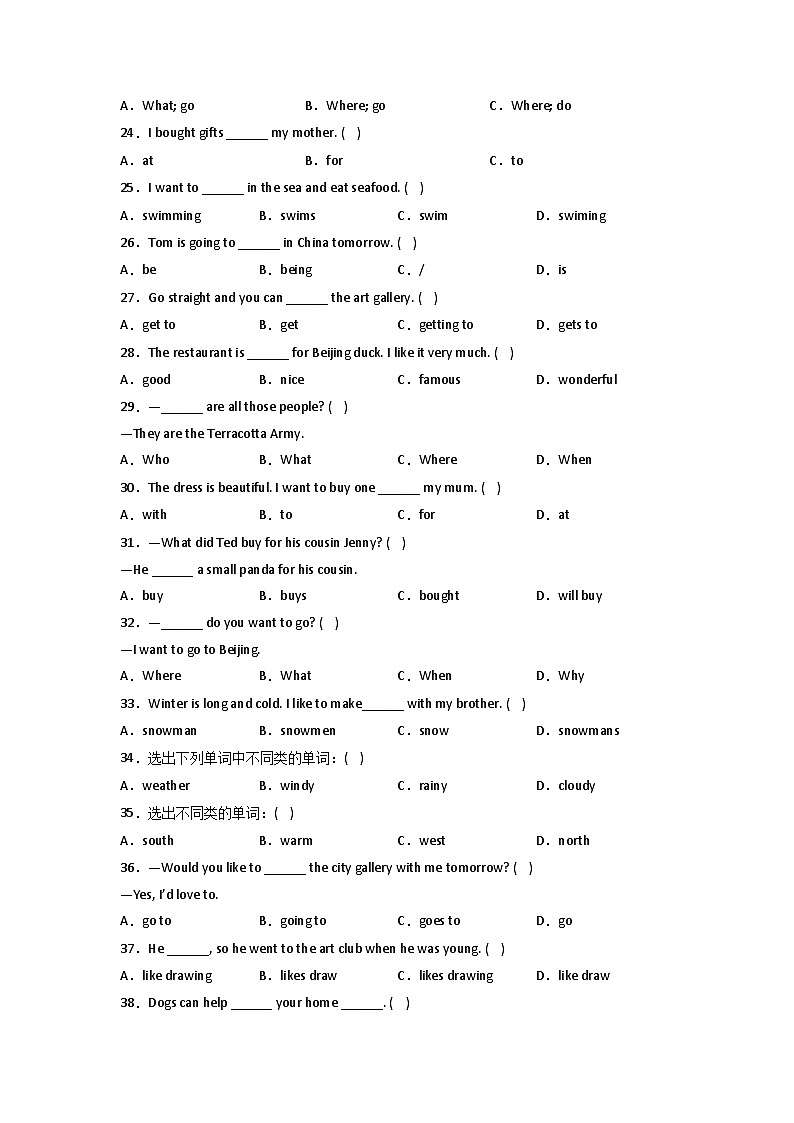 小升初重点专题特训：选择题-小学英语六年级下册人教PEP版第3页