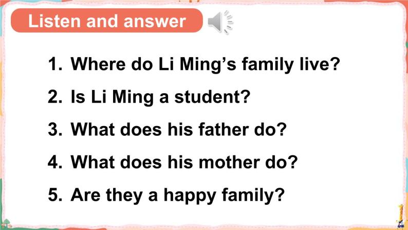 Unit 4 Family Lesson 20 Li Ming’s Family（课件+素材）冀教版（三起）英语三年级上册08
