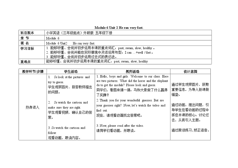 外研5英上 Module 6 Unit 2 PPT课件+教案01