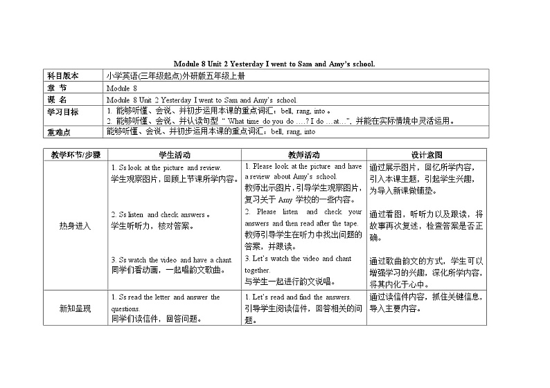 外研5英上 Module 8 Unit 2 PPT课件+教案01
