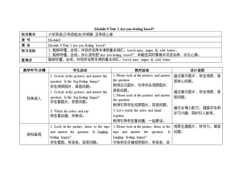 外研5英上 Module 9 Unit 1 PPT课件+教案01