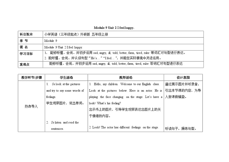 外研5英上 Module 9 Unit 2 PPT课件+教案01
