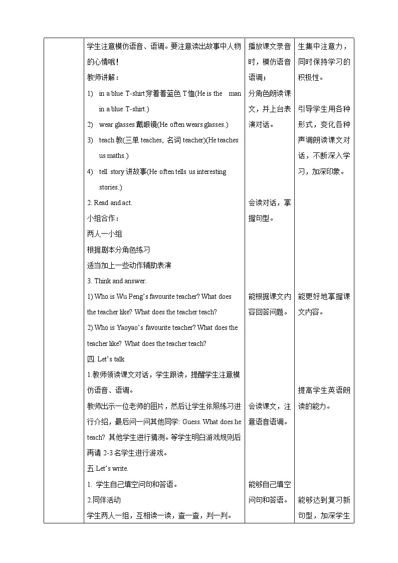 人教版新起点英语五年级上册Unit 2 Teachers lesson2 课件+教案+练习02