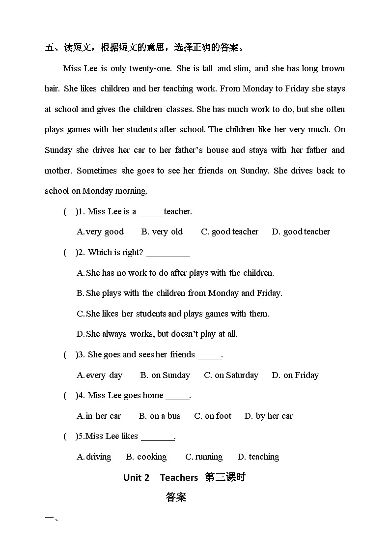 人教版新起点英语五年级上册Unit 2 Teachers lesson3 课件+教案+练习03