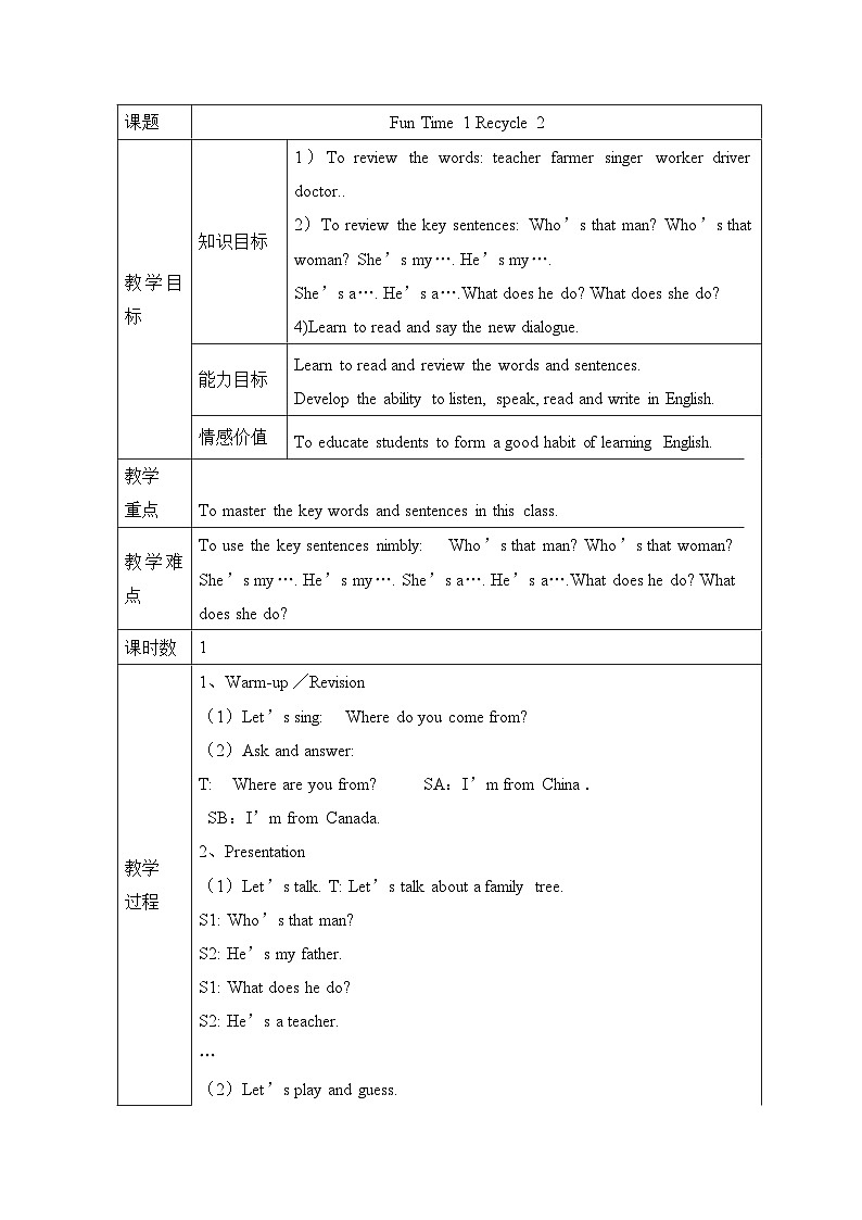 人教精通版五年级上册Funtime1 课件+教案+同步练习01