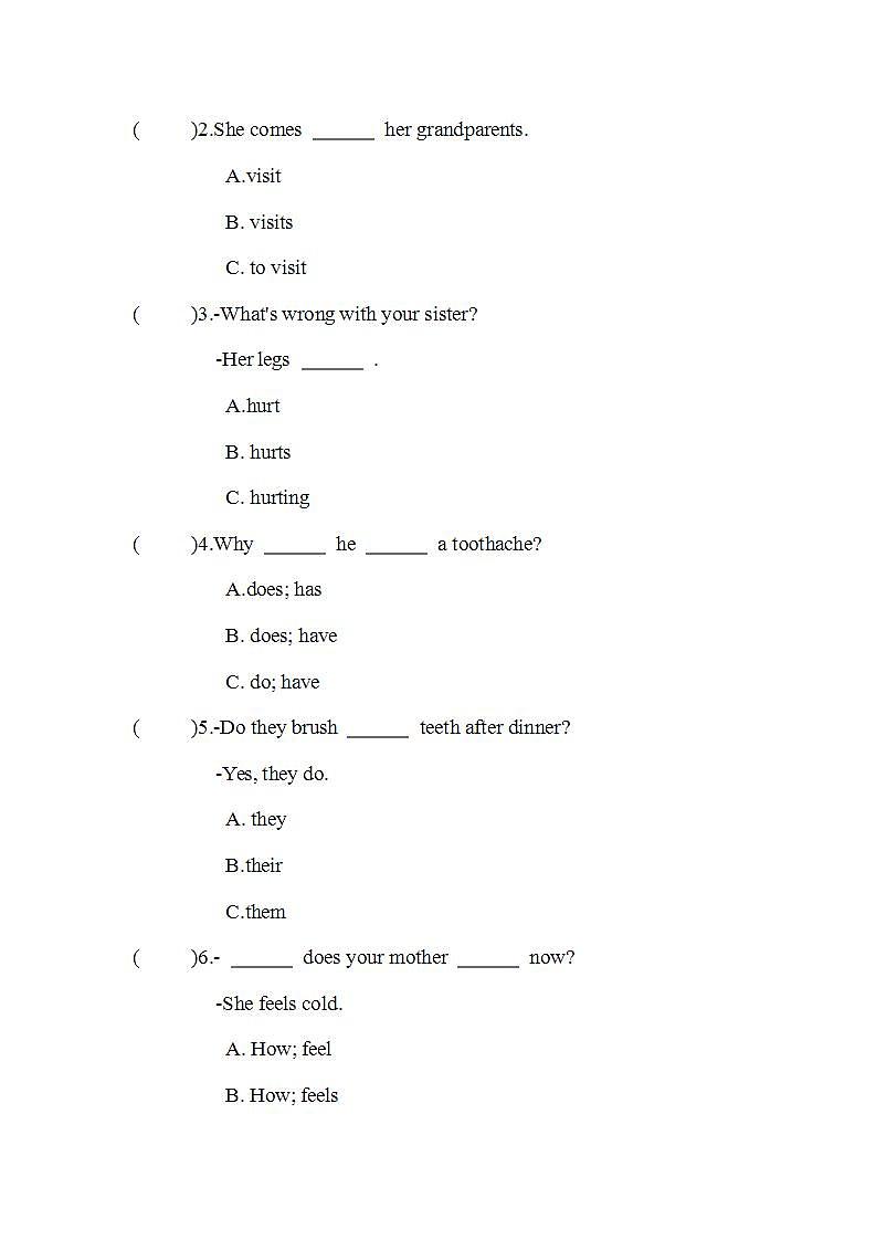 Unit 4 Seeing the doctor 第3课时 Sound time~Cartoon time（同步练）译林版（三起）英语五年级下册02