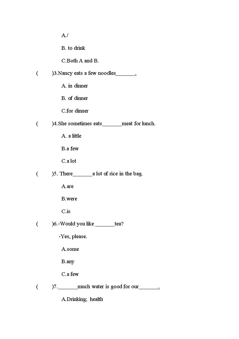 Unit 3 A healthy diet 第1课时 Story time（同步练）译林版（三起）英语六年级下册02