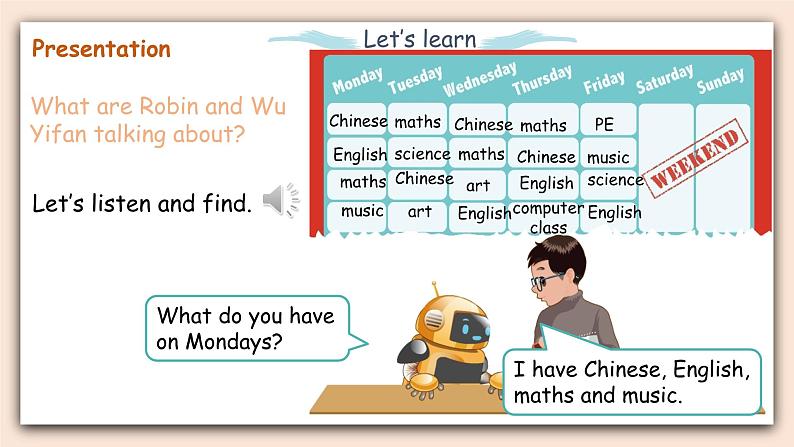人教PEP版英语五年级上册Unit 2 My week PartA 第二课时 课件+素材04