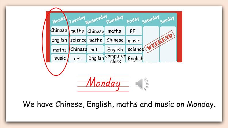 人教PEP版英语五年级上册Unit 2 My week PartA 第二课时 课件+素材05