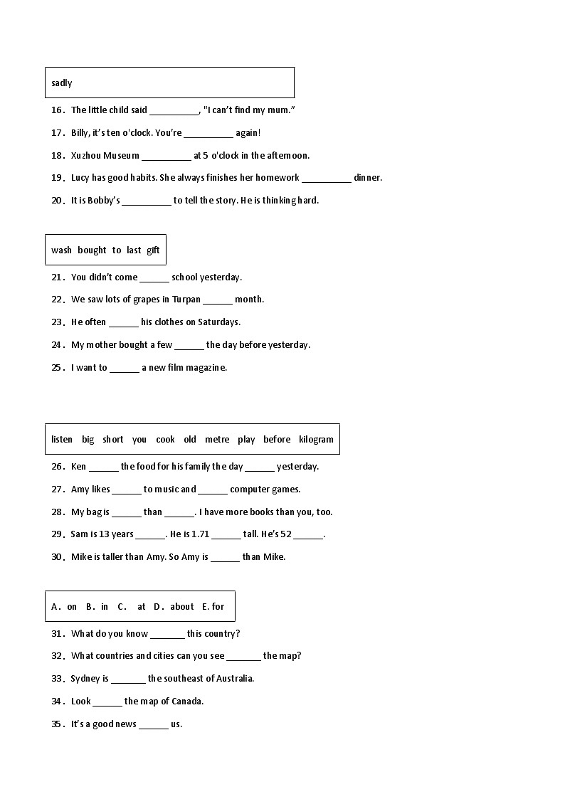 小升初常考专题：选词填空-小学英语六年级下册人教PEP版第2页