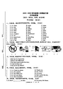 江苏省宿迁市苏州外国语学校2022-2023学年三年级下学期4月期中英语试题