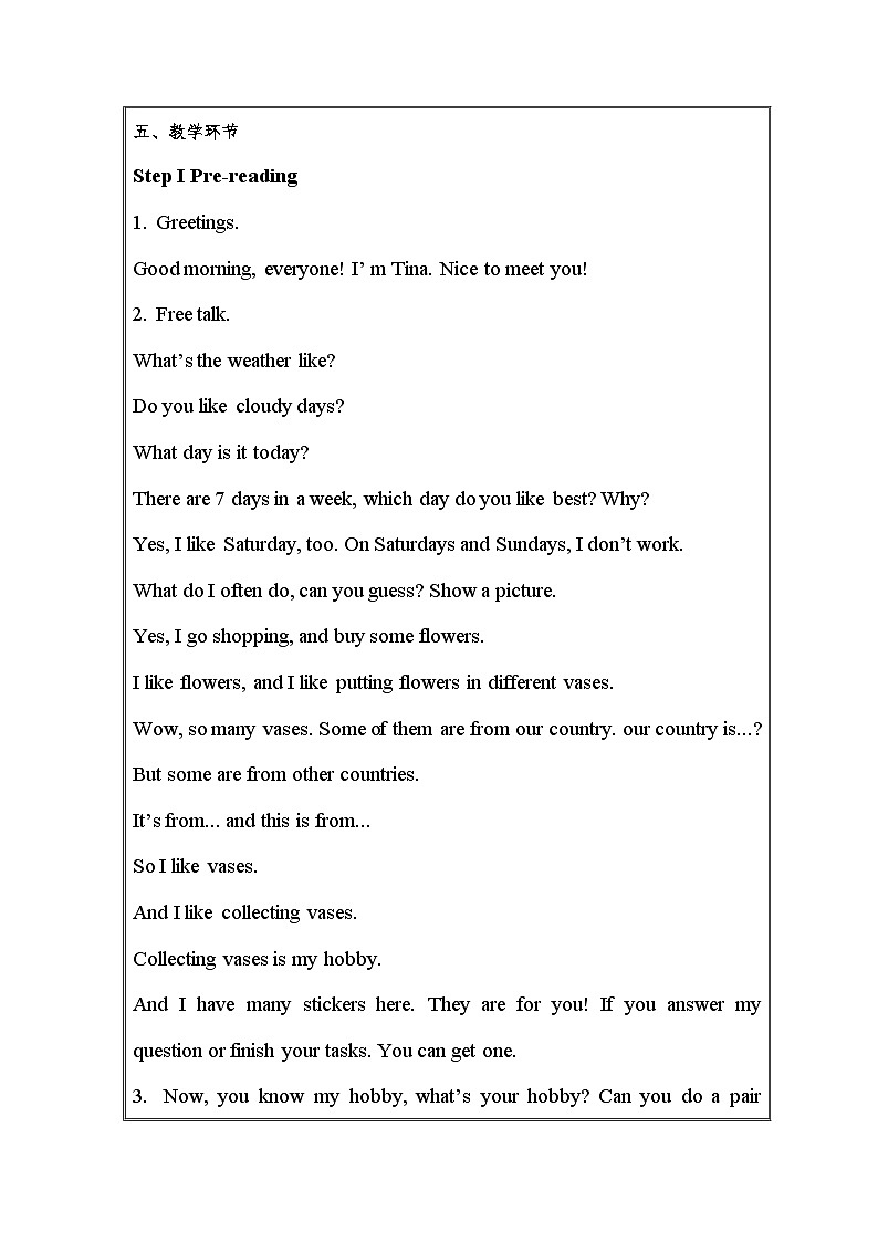 湖南少年儿童出版社小学英语三年级起点五年级上册 Unit 9 What's your hobby  教案302