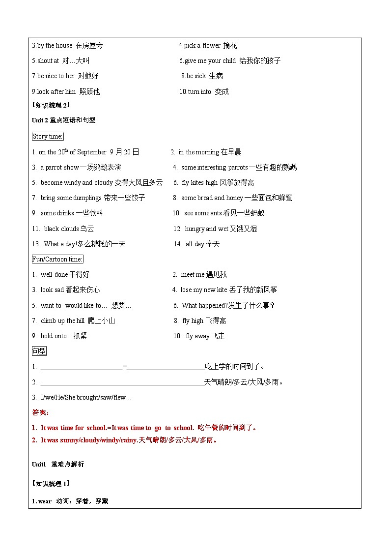 【暑假提升】牛津译林版英语五升六暑期讲义-第20讲：6AU1-2基础复习讲学案03