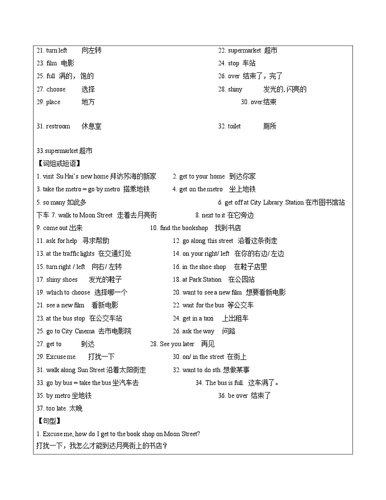 【暑假提升】牛津译林版英语五升六暑期讲义-第4讲：5B U3-U4复习巩固讲学案03