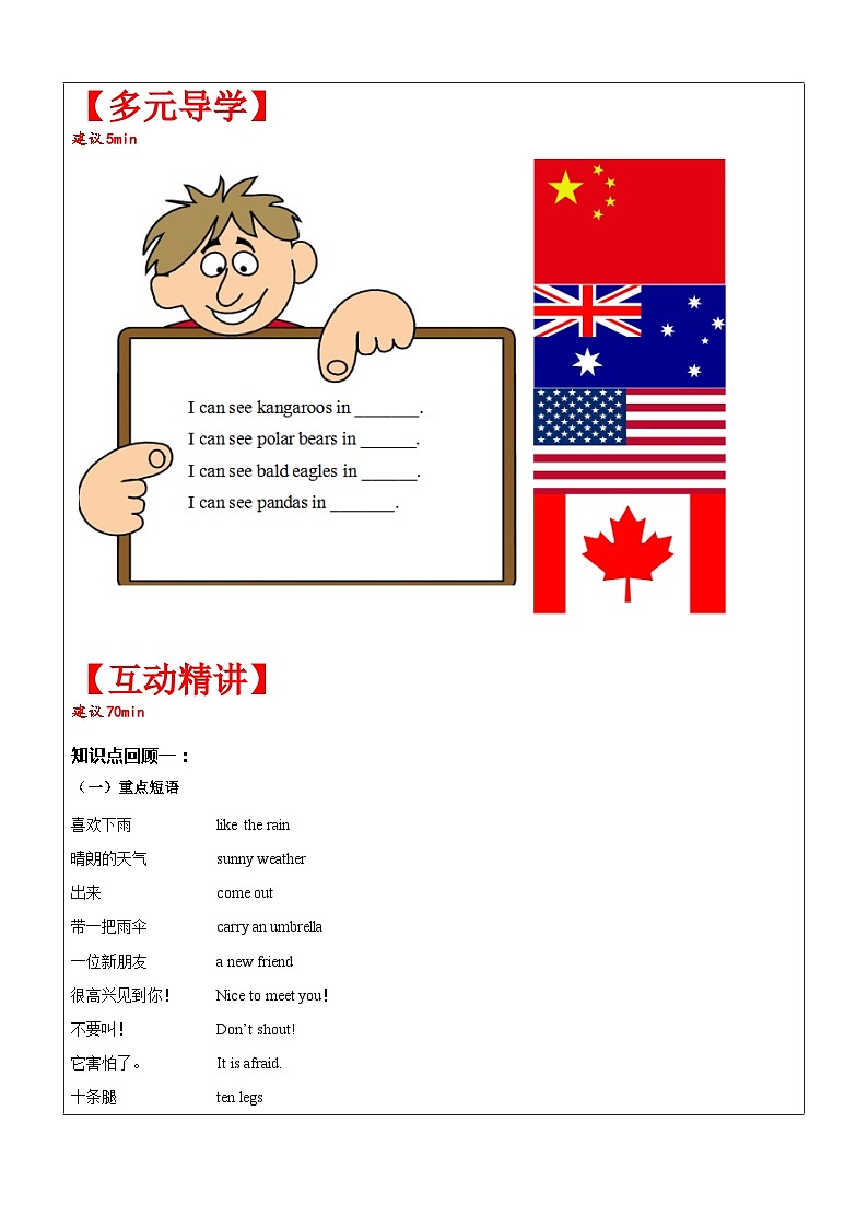 【暑假提升】牛津译林版英语四升五暑期讲义-第18讲：5A U3知识梳理（下）讲学案02