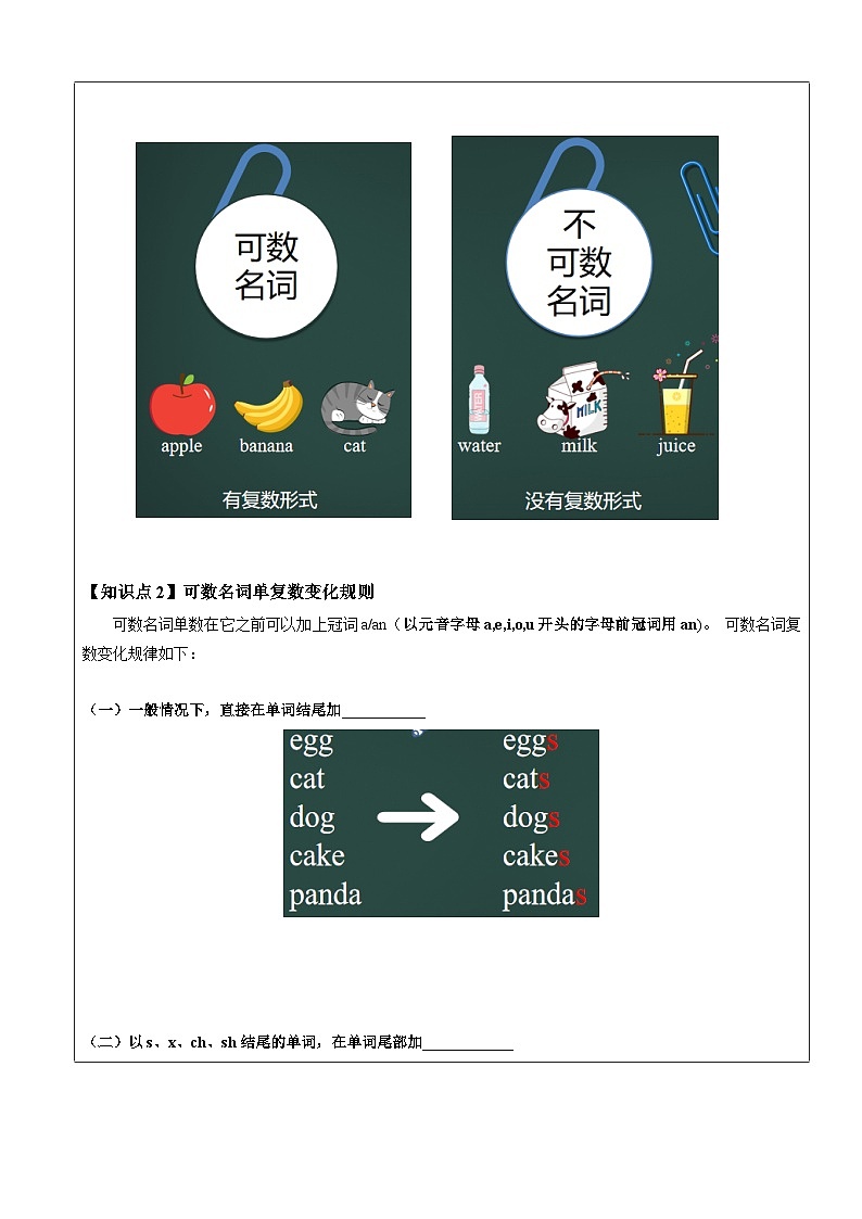 【暑假提升】牛津译林版英语四升五暑期讲义-第7讲：名词单复数讲学案02