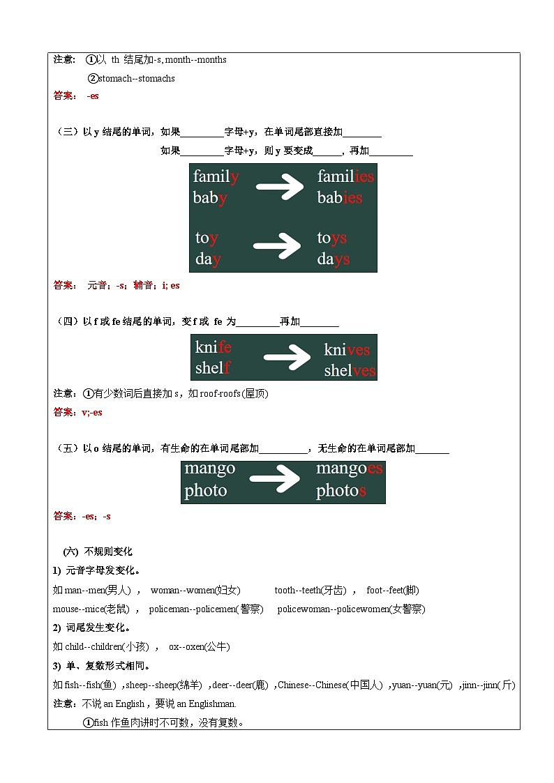 【暑假提升】牛津译林版英语四升五暑期讲义-第7讲：名词单复数讲学案03