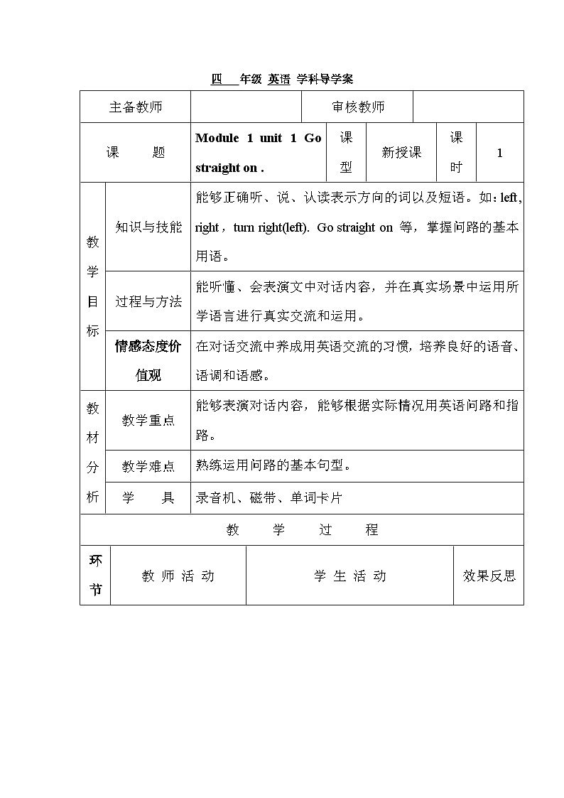 Module 1 Unit 1  四英上外研[课件+教案+导学案]01