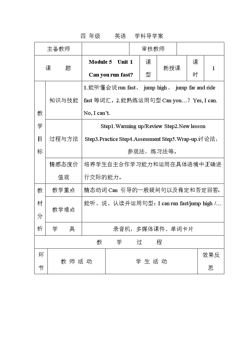 Module 5 Unit 1  四英上外研[课件+教案+导学案]01