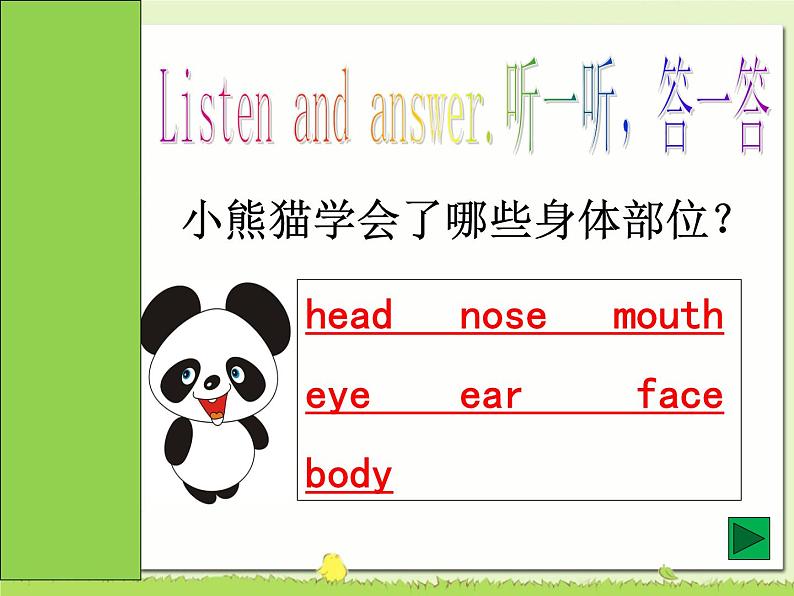 外研版（一年级起点）小学一年级英语下册 Module 4 Unit 1  This is my head.   课件06