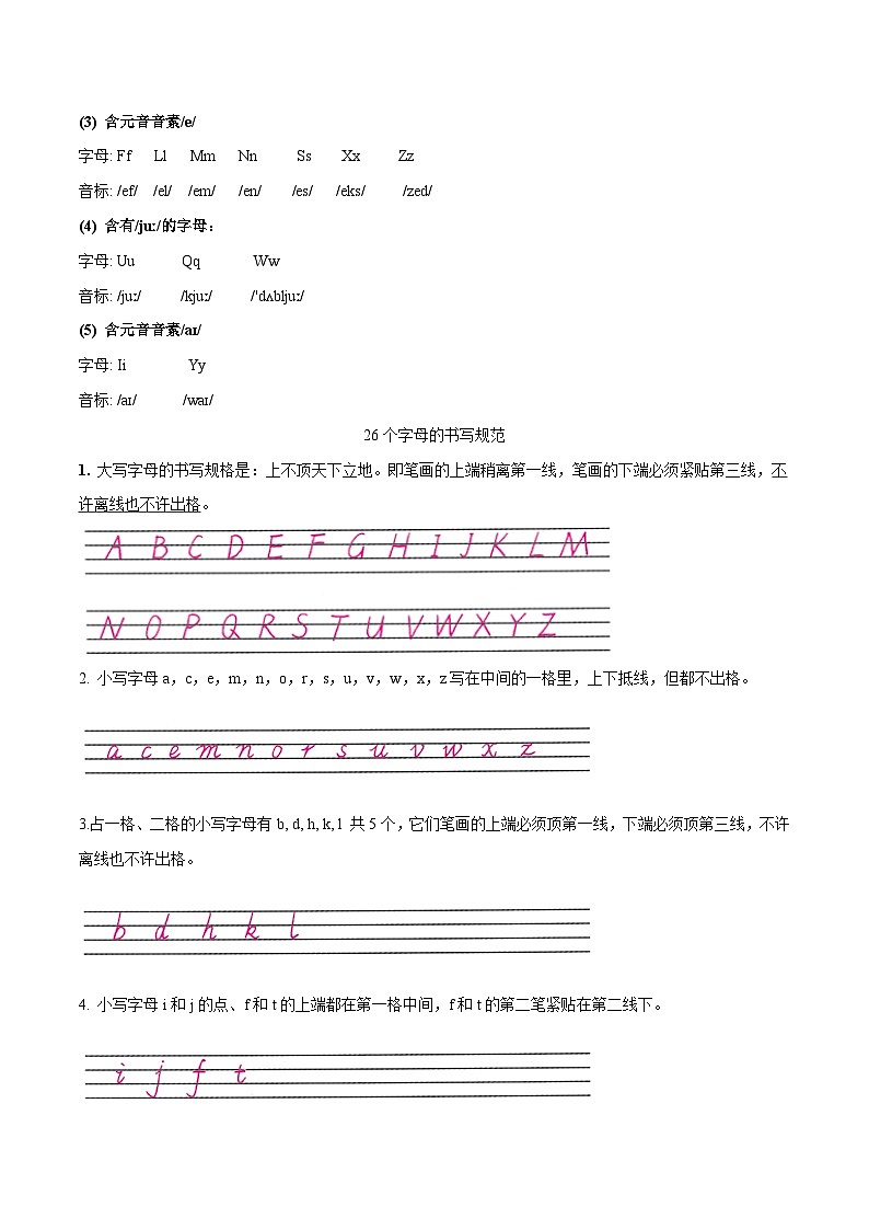 外研版英语小升初暑假衔接 专题5.英语26个字母的正确书写与音标+Module 5 My school day单词，课文，知识点预习（原卷版+解析版）02