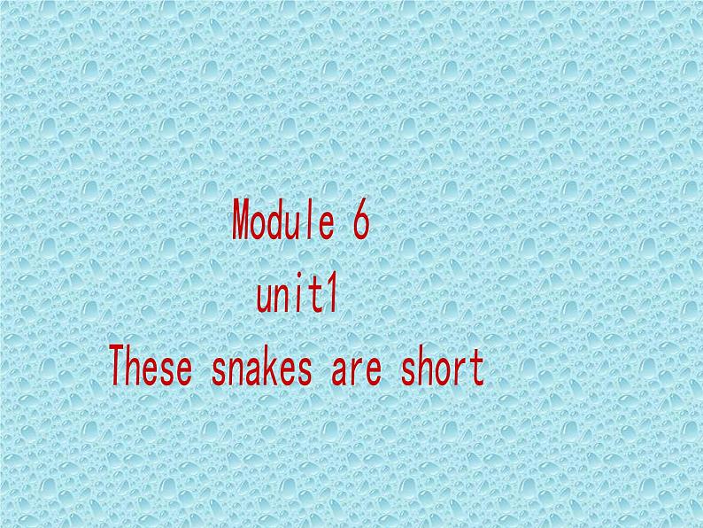 外研版（一年级起点）小学一年级英语下册 Module 6  Unit 1 These snakes are short.  课件7第1页